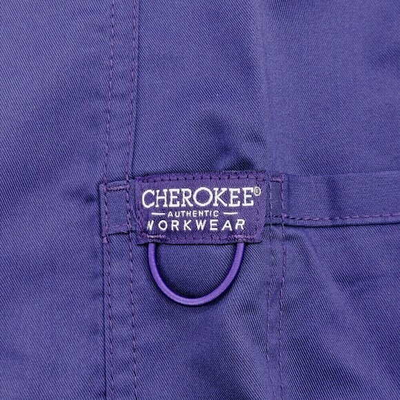 Cherokee Scrub Jacket Women Small Grape Revolution Snap Front Nurse CNA Medical - Picture 7 of 12